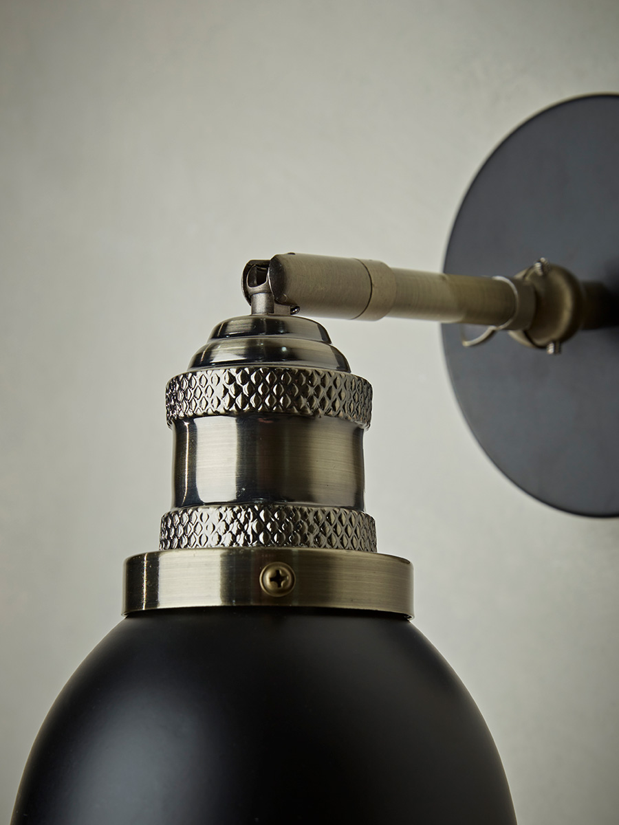 Product photograph of Black Brass Dome Wall Light from Cox and Cox.
