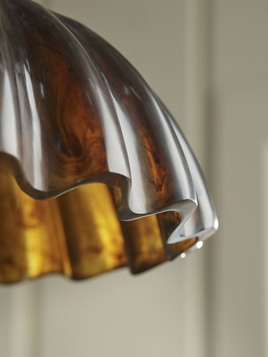 Product photograph of Amber Scalloped Pendant from Cox and Cox.