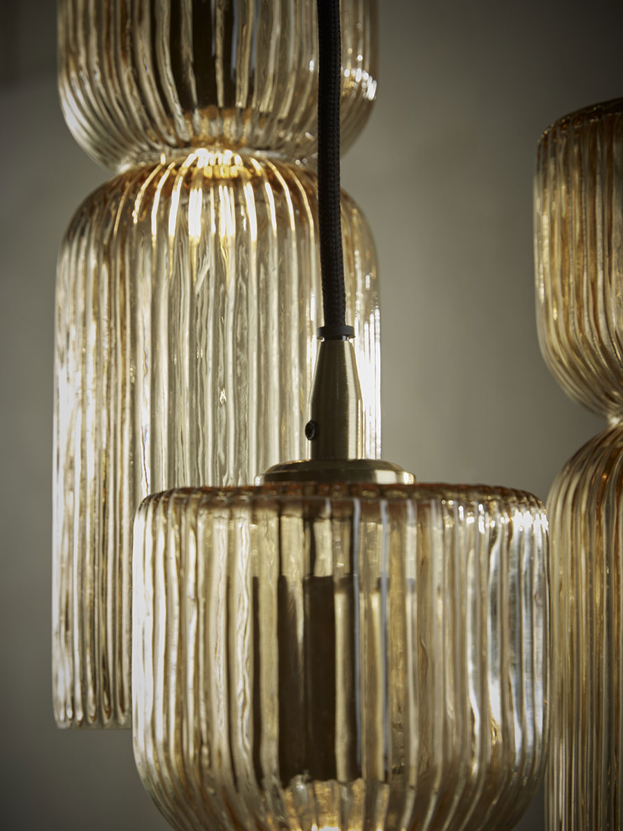 Product photograph of Three Ariane Glass Pendants - Amber from Cox and Cox.