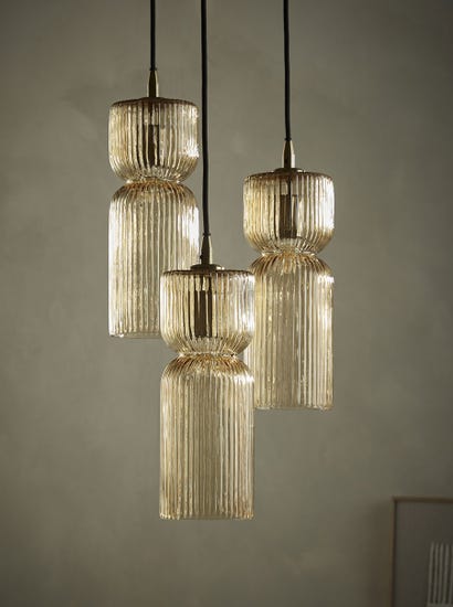 Three Ariane Glass Pendants - Amber