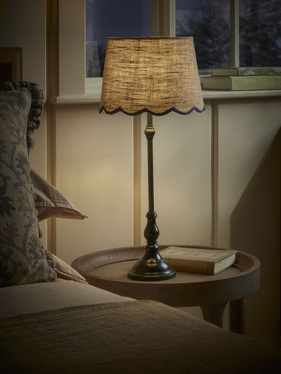 Product photograph of Blue Scalloped Edge Table Lamp from Cox and Cox.