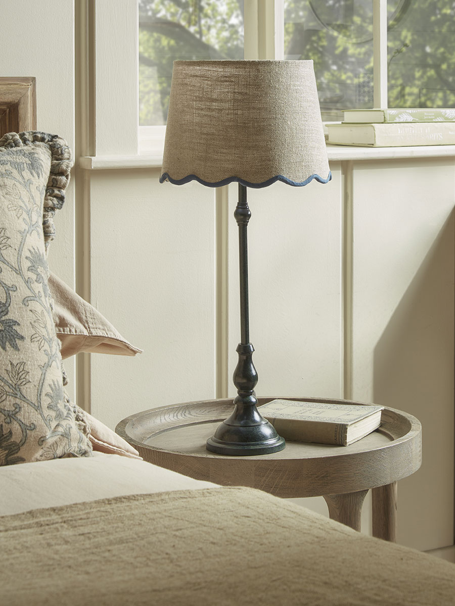 Product photograph of Blue Scalloped Edge Table Lamp from Cox and Cox