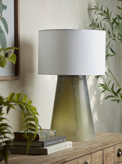 Frosted Green Glass Table Lamp