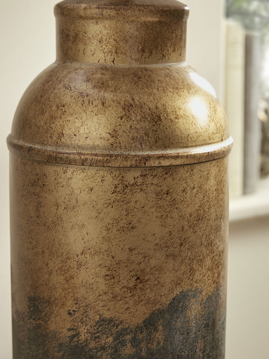 Product photograph of Aged Metal Table Lamp from Cox and Cox.