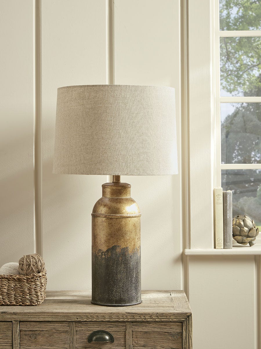 Product photograph of Aged Metal Table Lamp from Cox and Cox