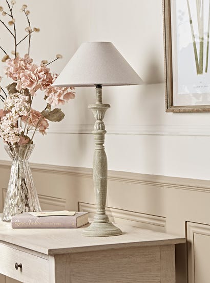 Greywashed Turned Table Lamp
