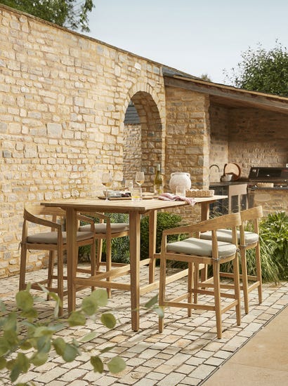 Curved Back Acacia Bar Stool