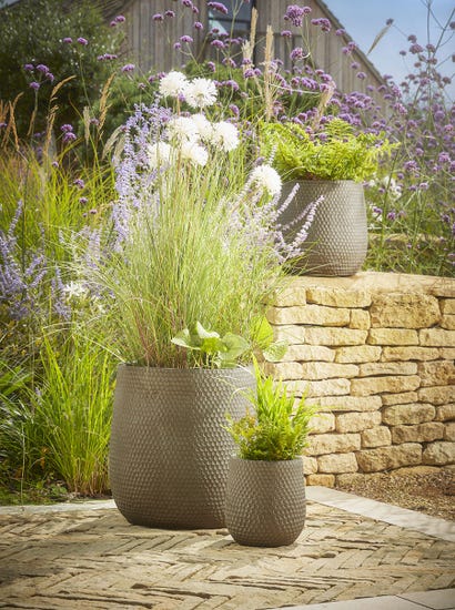 Three Honeycomb Planters - Hazel