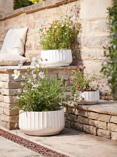 Three Sand Fluted Planters - Small