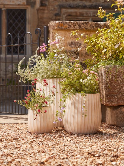 Three Sand Fluted Planters - Large