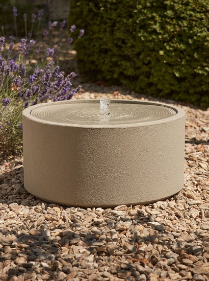 Textured Round Water Fountain - Khaki