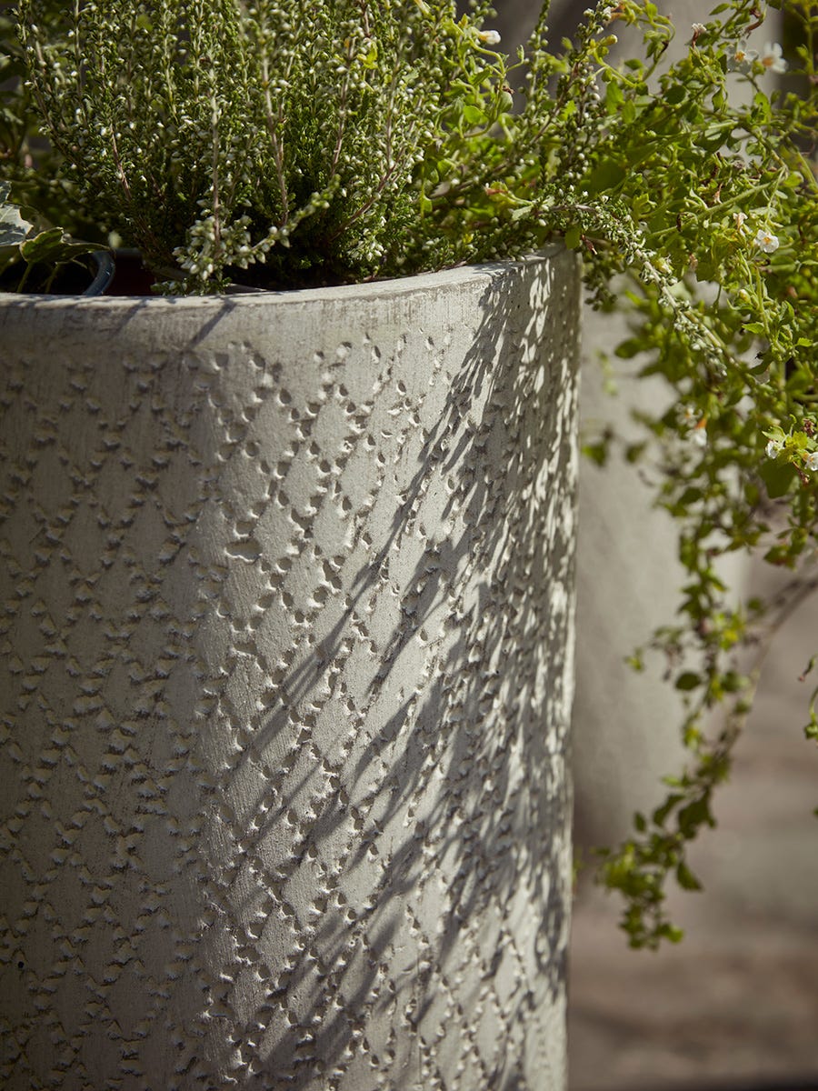 Product photograph of Three Tall Etched Planters from Cox and Cox.