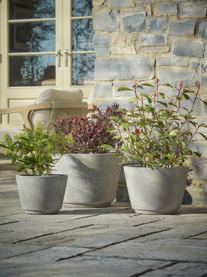 Three Traditional Concrete Planters