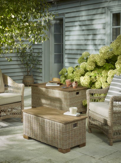 Two Nestable Rattan Storage Boxes