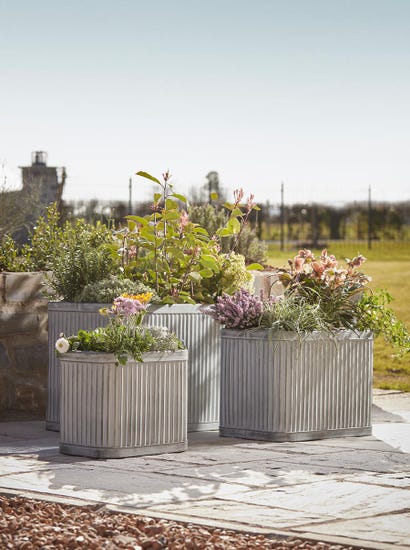 Three Fluted Zinc planters