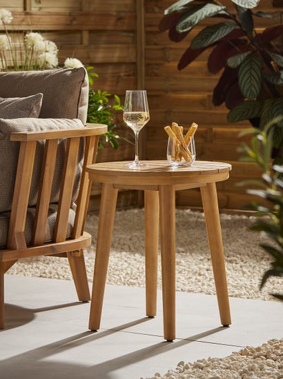 Round Acacia Side Table