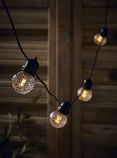 Three Solar Hammered Festoon Bulb Lights