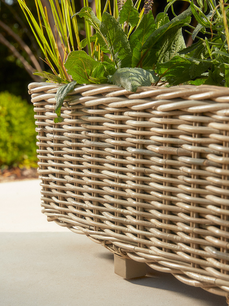 Product photograph of Two Indoor Outdoor Rattan Trough Planters from Cox and Cox.