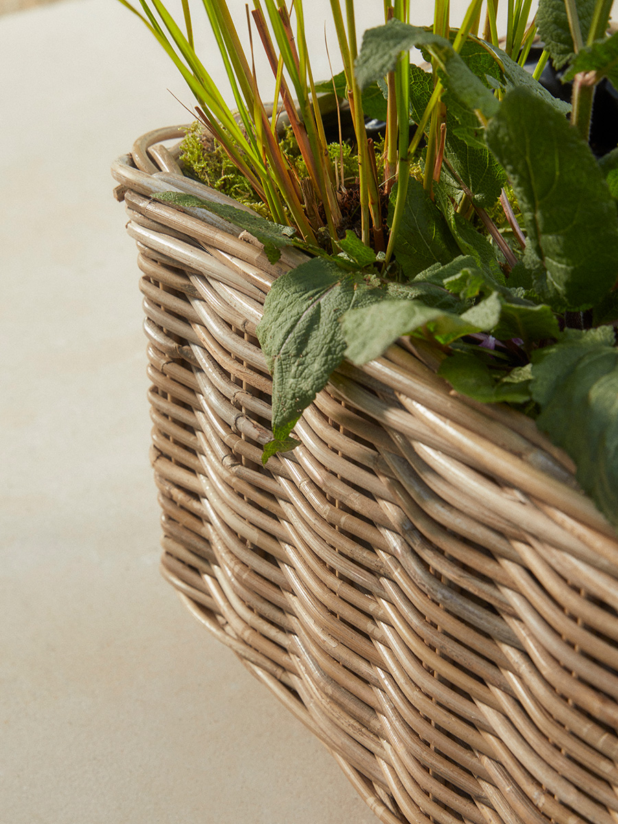 Product photograph of Two Indoor Outdoor Rattan Trough Planters from Cox and Cox.