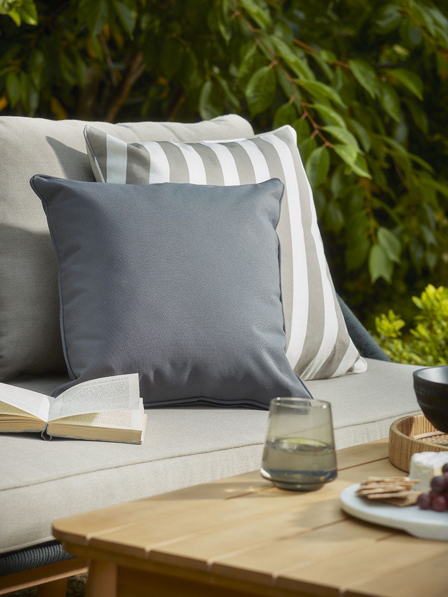 Product photograph of Reva Outdoor Cushion - Pewter Grey from Cox and Cox