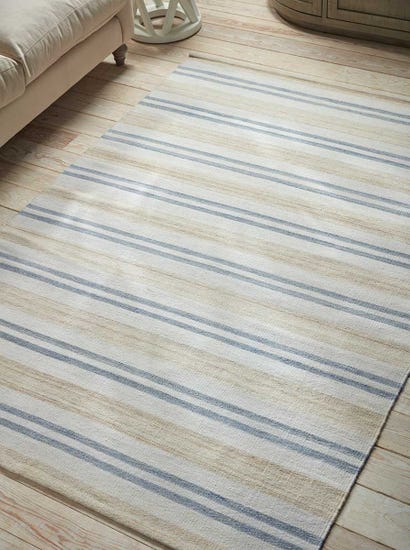 French Blue Striped Rug