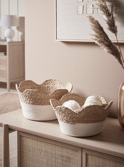 Two Scalloped Edge Storage Baskets