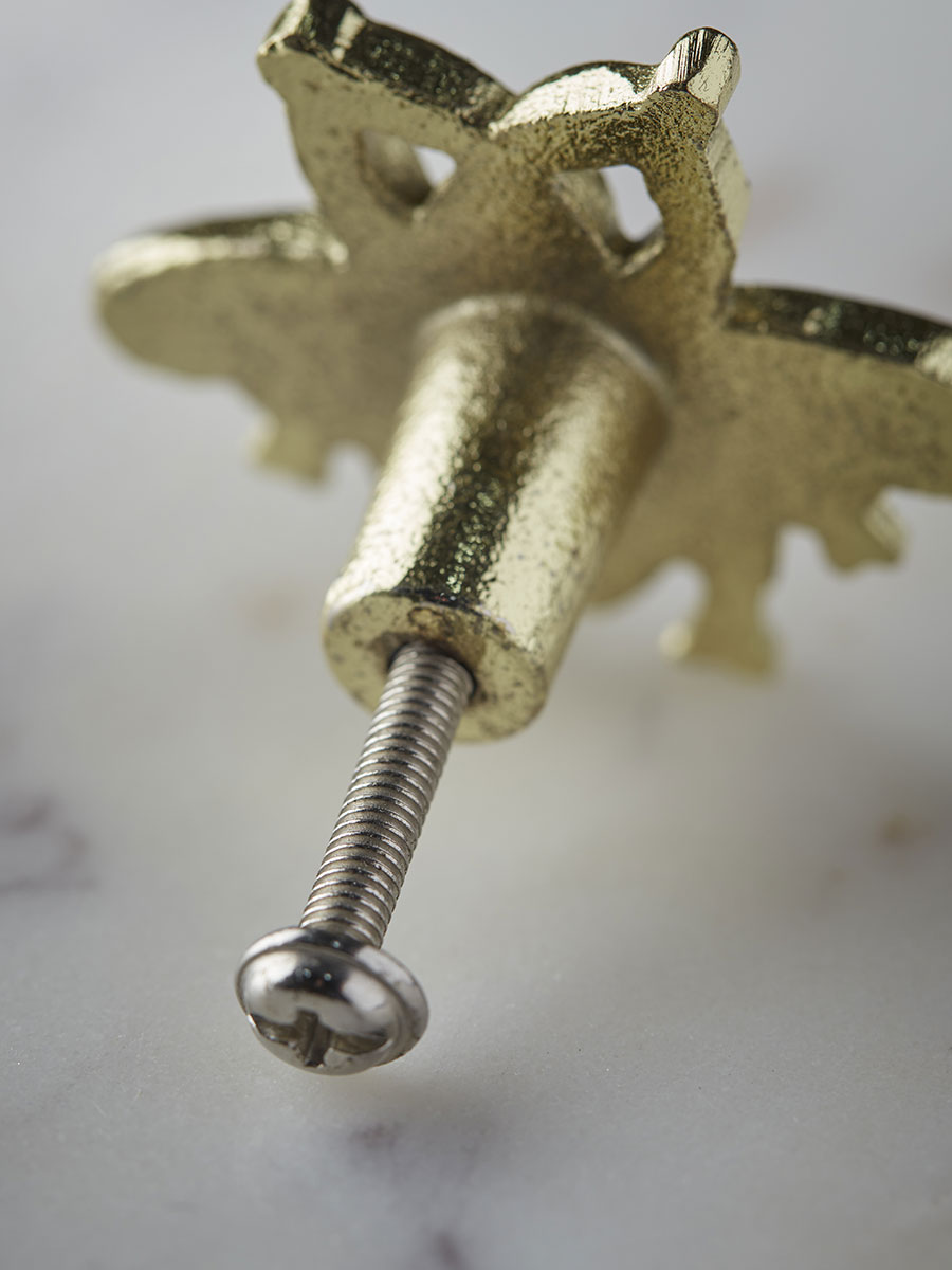 Product photograph of Bumble Bee Knob - Brass from Cox and Cox.