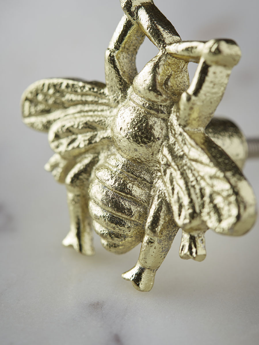 Product photograph of Bumble Bee Knob - Brass from Cox and Cox.