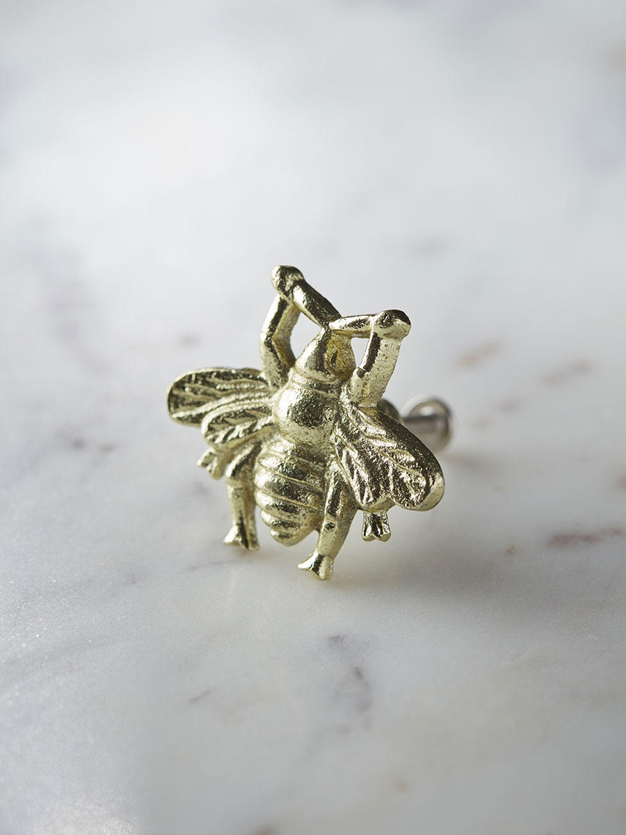 Product photograph of Bumble Bee Knob - Brass from Cox and Cox