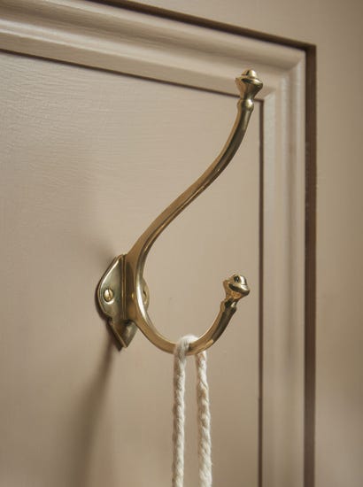 Decorative Double Coat Hook - Solid Brass
