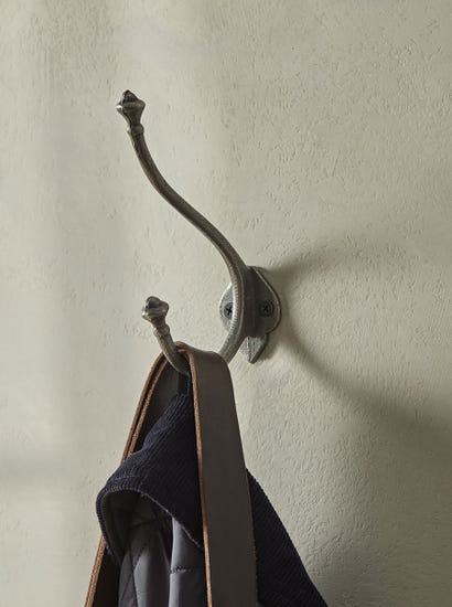 Decorative Double Coat Hook - Cast Iron