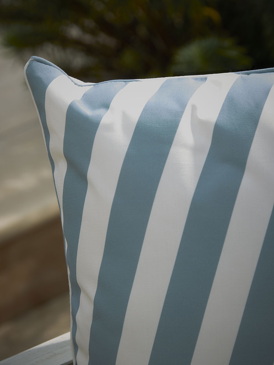Product photograph of Fulton Outdoor Cushion - Dawn Blue from Cox and Cox.