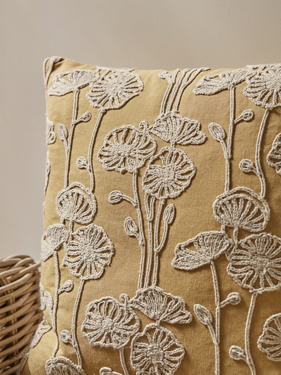 Product photograph of Elmwood Cushion - Buttercup from Cox and Cox.