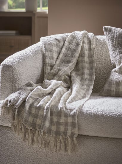 Natural Gingham Throw