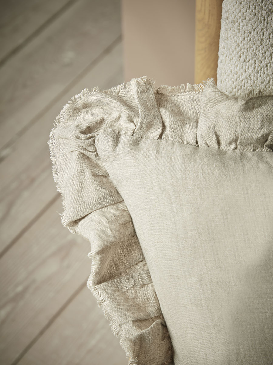 Product photograph of Ruffle Square Cushion - Natural from Cox and Cox.