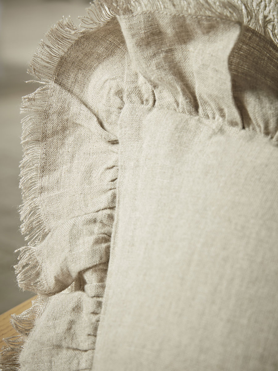 Product photograph of Ruffle Rectangular Cushion - Natural from Cox and Cox.