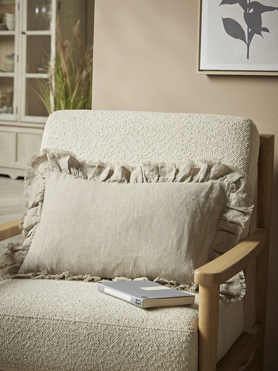 Product photograph of Ruffle Rectangular Cushion - Natural from Cox and Cox