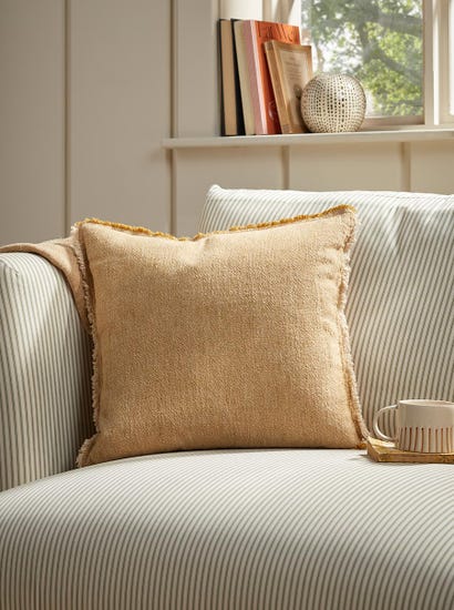 Frayed Edge Cushion - Buttercup