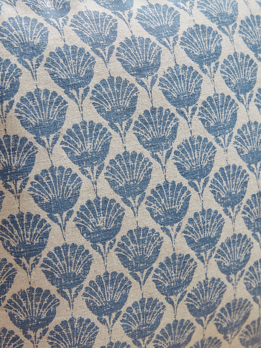 Product photograph of Ruffle Square Cushion - Swedish Blue Print from Cox and Cox.