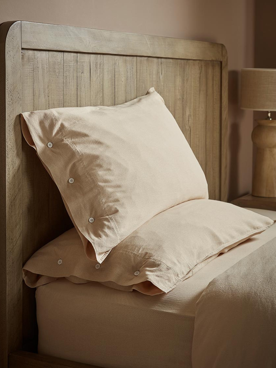 Product photograph of Two Cotton Pillowcases - Flax from Cox and Cox