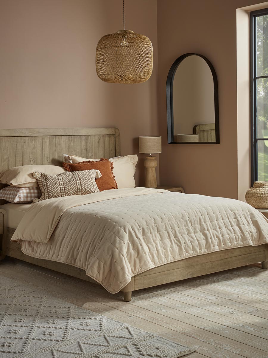 Product photograph of Cotton Bedspread - Flax from Cox and Cox