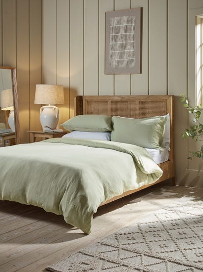 Muslin Double Duvet Cover Set - Eucalyptus