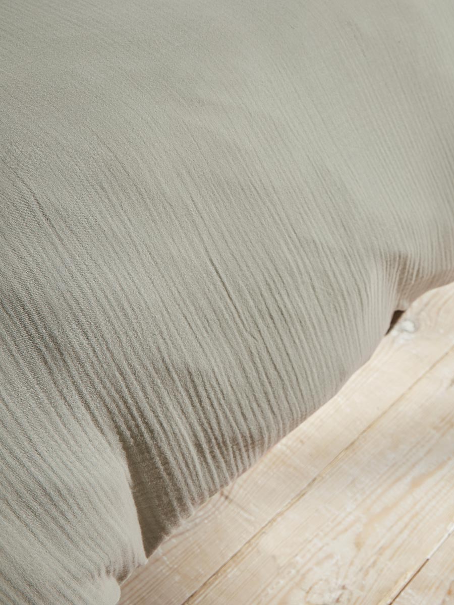 Product photograph of Muslin Super King Duvet Cover Set - Eucalyptus from Cox and Cox.