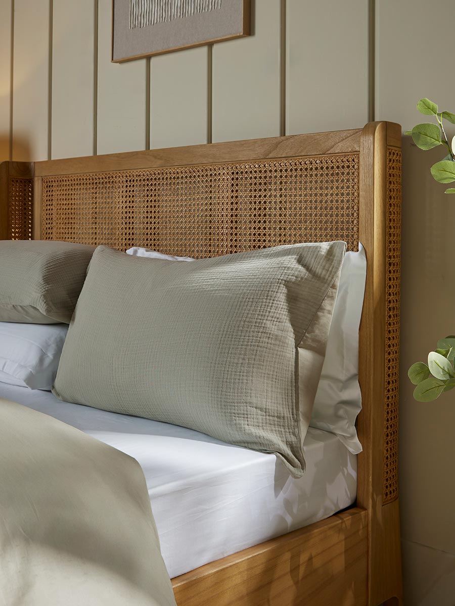 Product photograph of Muslin Super King Duvet Cover Set - Eucalyptus from Cox and Cox.