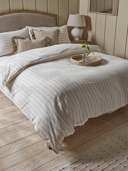 Cotton Double Duvet Cover Set - Chevron Stripe