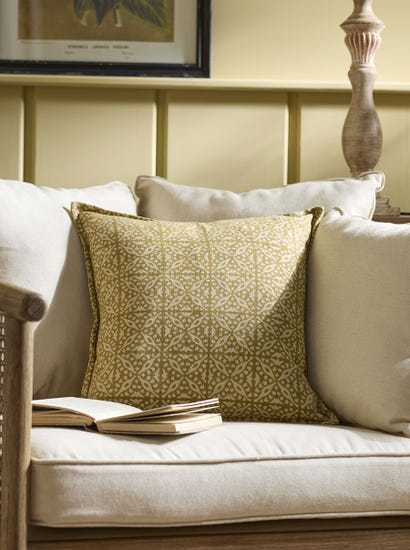 Block Print Cushion - Mustard