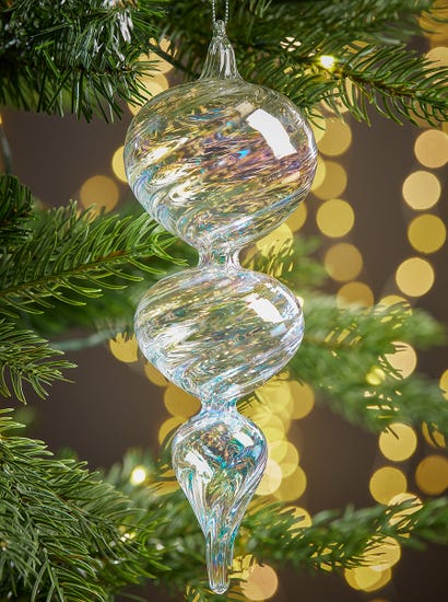 Two Large Swirl Irridescent Glass Drops